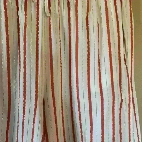 Onia Women's Red, White, and Metallic Wide Leg Side Slit  Pants, Size Medium - Picture 2 of 3